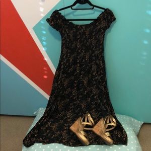 Split Hem Peasant Dress